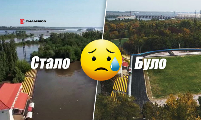 росія підірвала Каховську ГЕС: з'явились шокуючі кадри затопленого стадіону в Новій Каховці