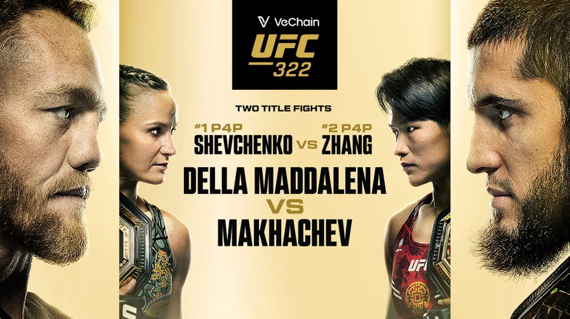 Махачев идет за титулом в полусреднем весе, Шевченко будет защищать пояс против Чжан: анонс UFC 322