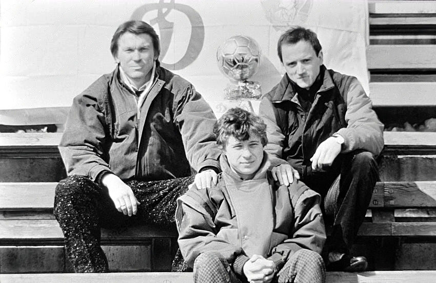 Олег Блохін (ліворуч), Олександр Заваров (у центрі), Ігор Бєланов (праворуч)