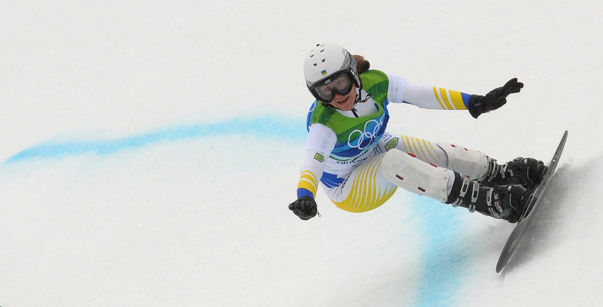 Аннамари Данча во время заезда на Олимпийских Играх-2010 в Ванкувере