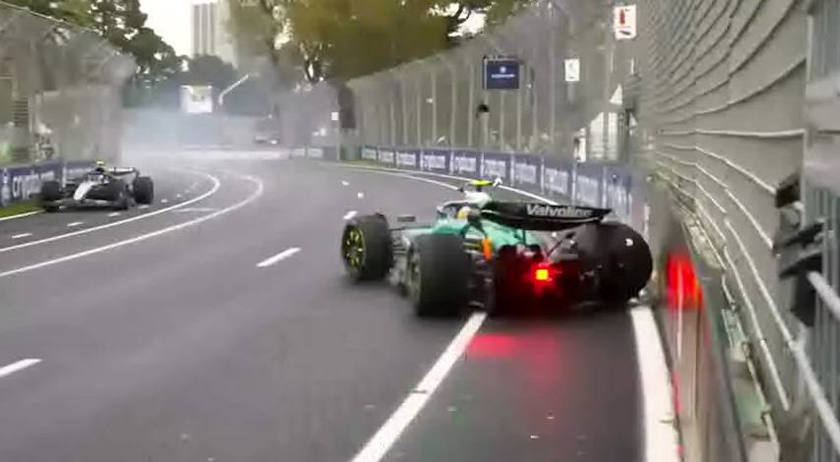 Андреа Кімі Антонеллі проїжджає повз розбитий болід Фернандо Алонсо на Гран-прі Австралії