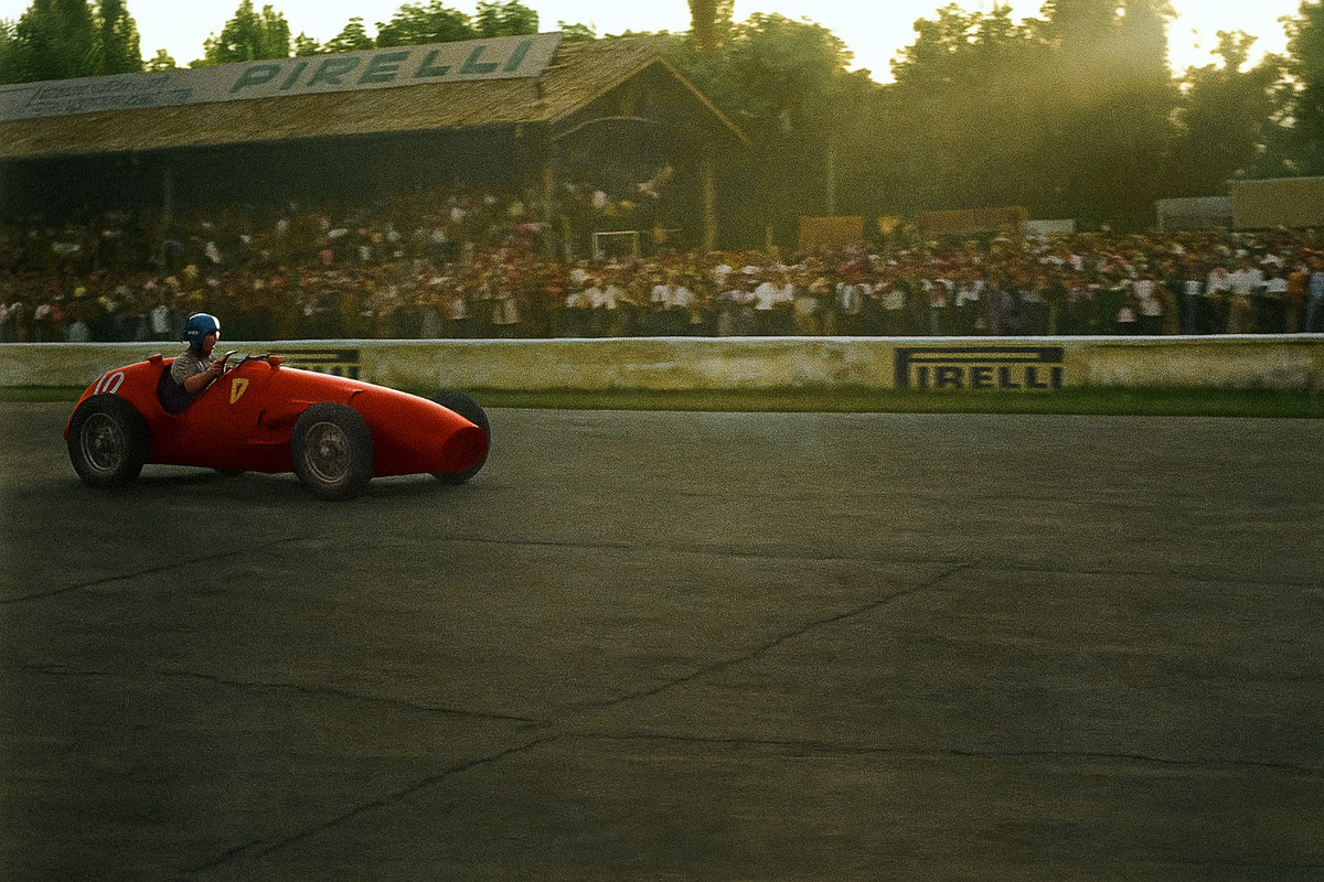 Альберто Аскари мчится к победе на Гран-при Италии 1952