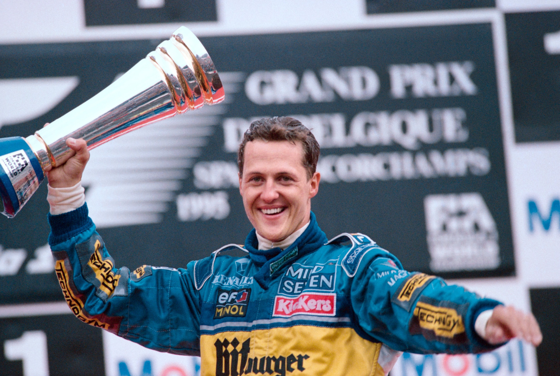 Michael Schumacher on the Grand Prix of Belgium 1995: Won after the start from the 16th position.