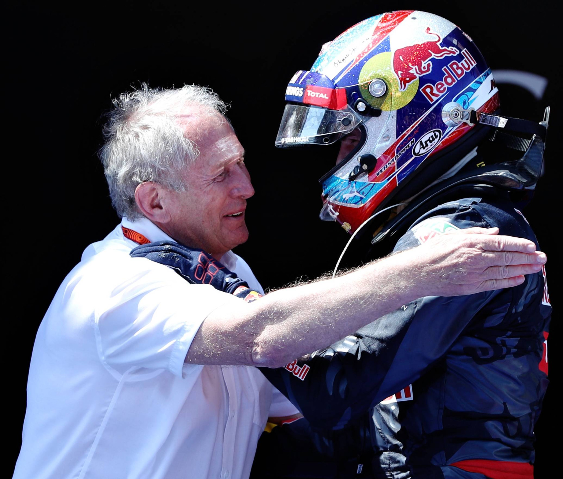 Хельмут Марко і Макс Ферстаппен після перемоги нідерландця на Гран-прі Іспанії 2016