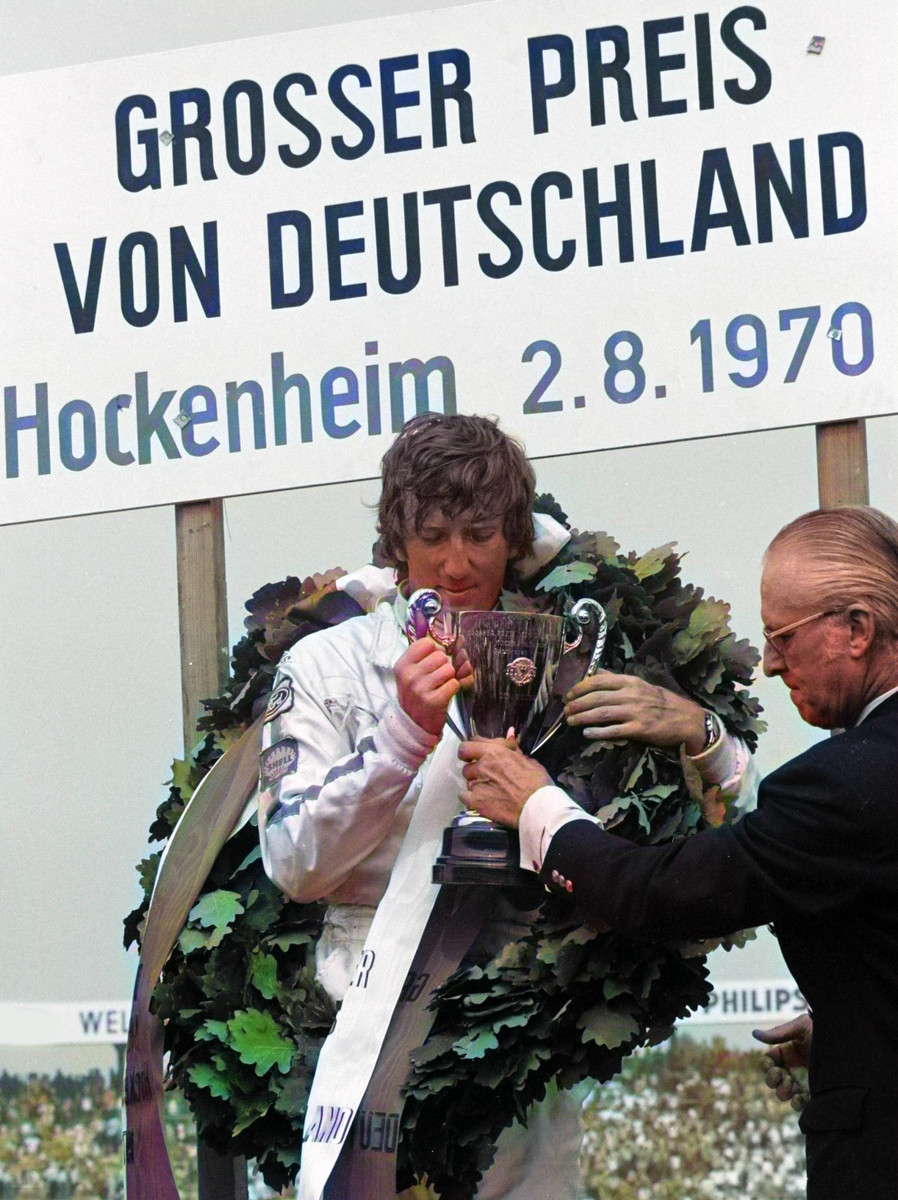 Йохен Ріндт на подіумі Гран-прі Німеччини 1970 року