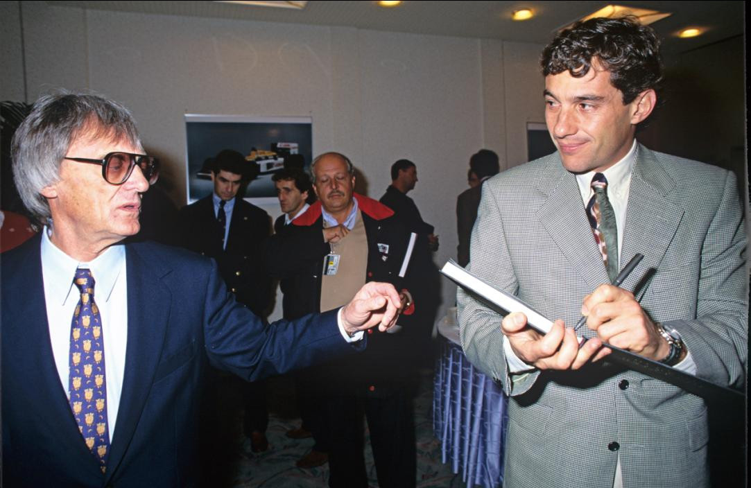 Bernie Eklstoon and Ayrton Senna, 1993