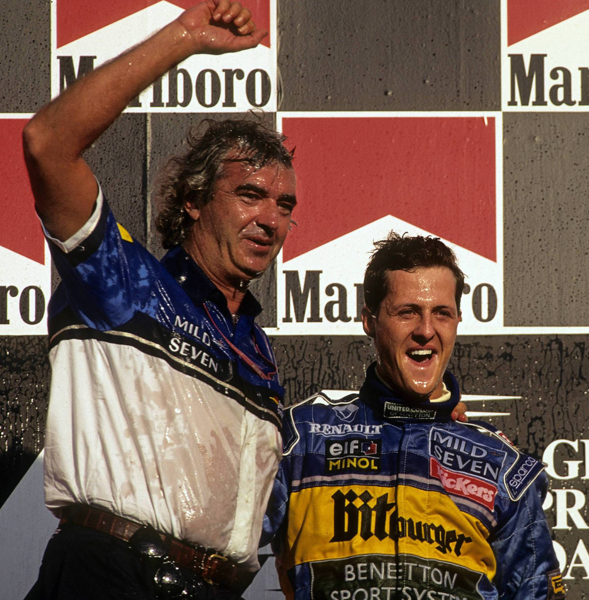 Флавіо Бріаторе і Міхаель Шумахер у 1995 році