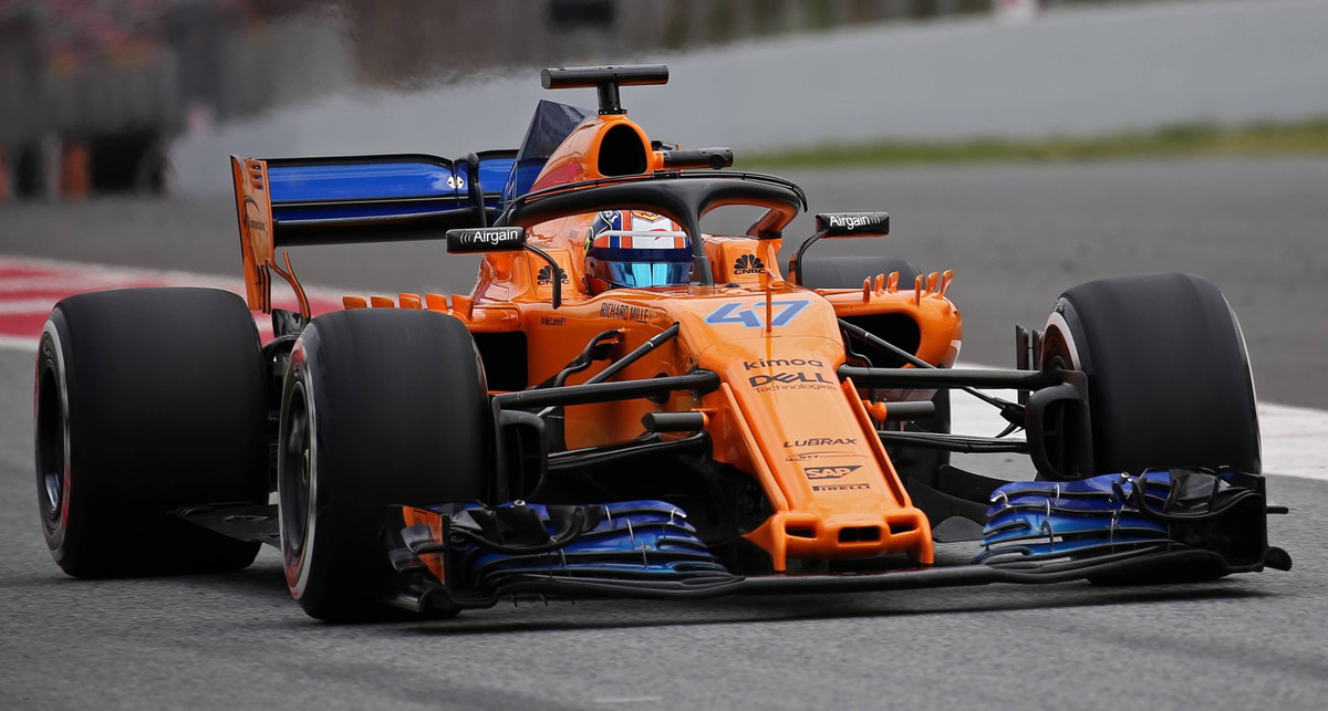 Ландо Норрис тестирует болид Макларена в 2018 году