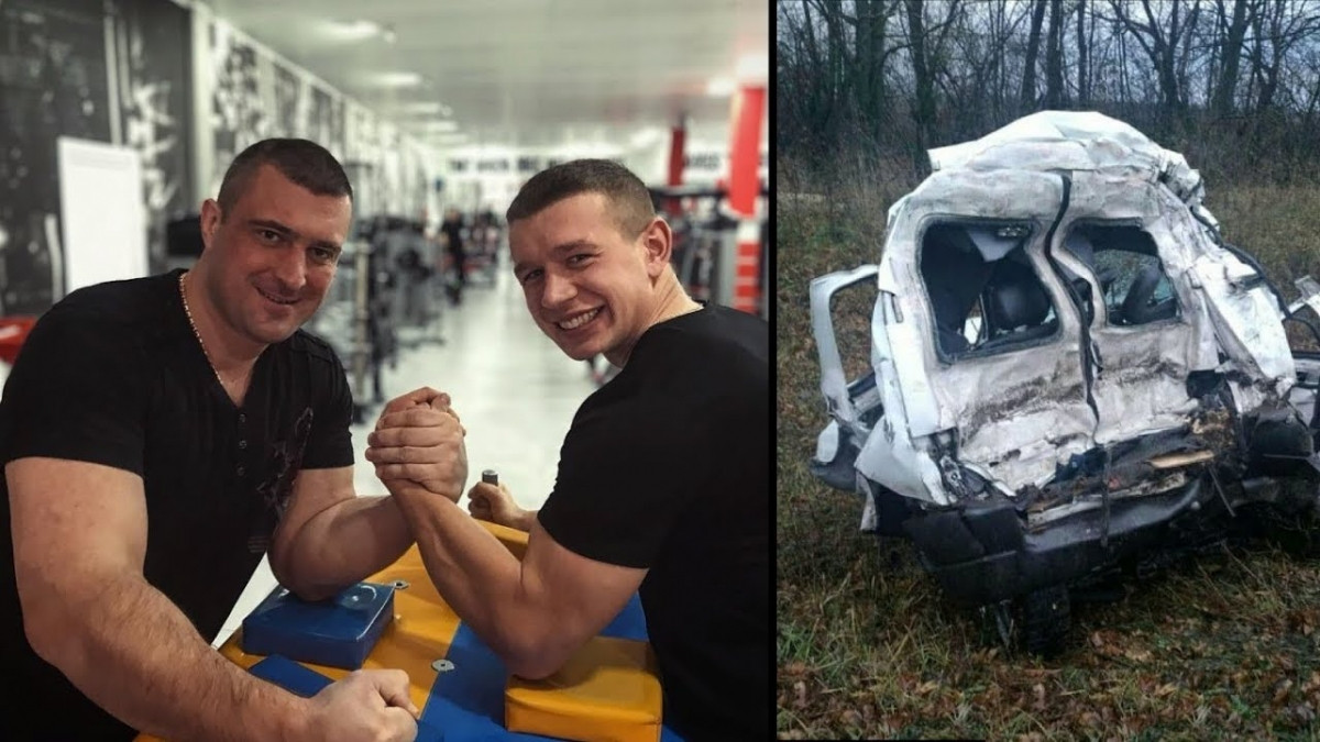 Ліворуч – Олег Жох зі своїм нині загиблим другом Андрієм Пушкарем, праворуч – наслідки тієї смертельної ДТП