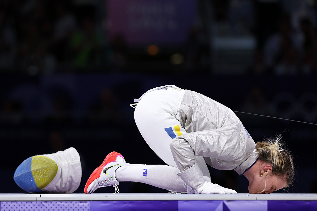 Ольга Харлан одразу після перемоги в матчі за бронзову медаль Олімпійських ігор-2024