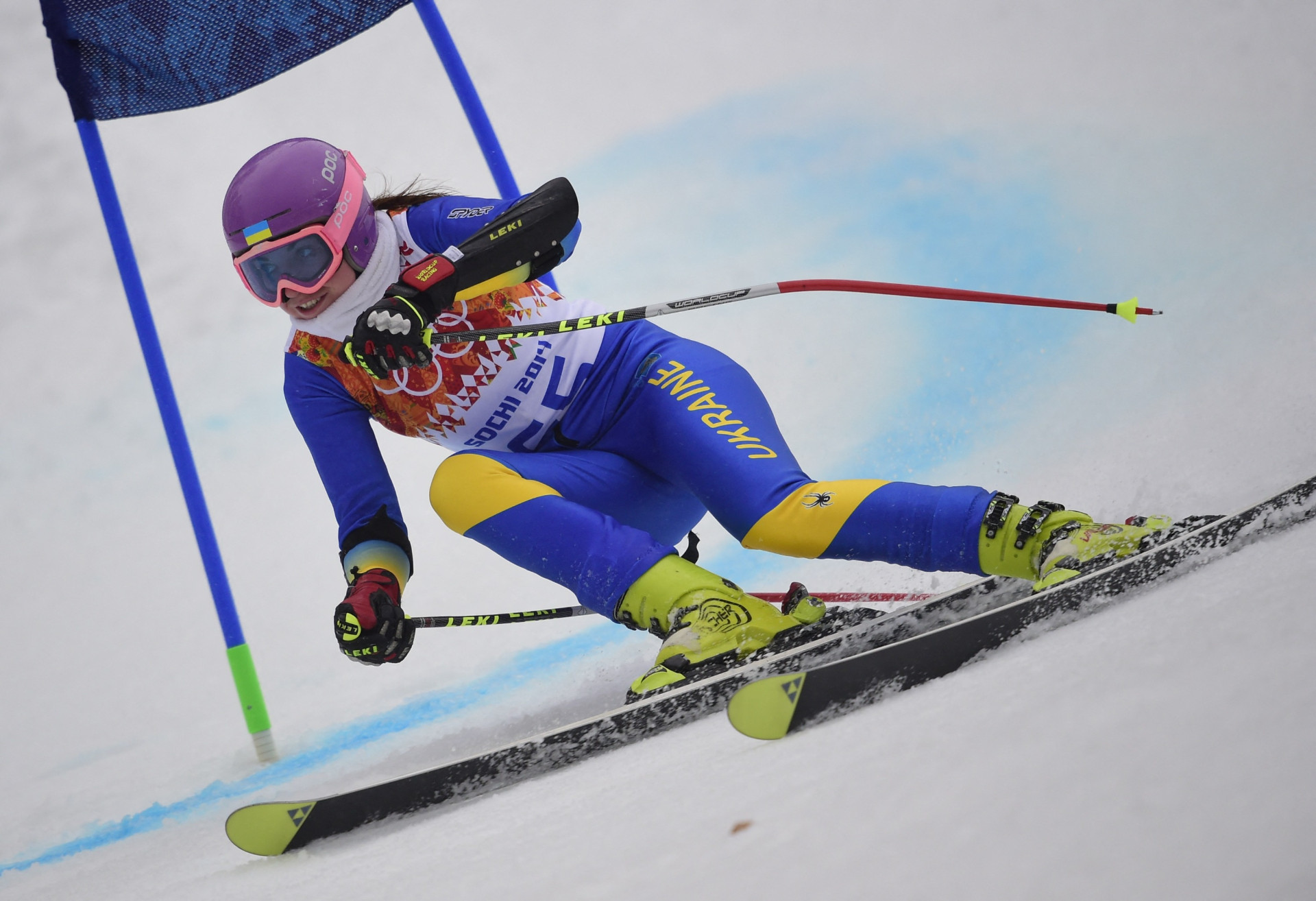 Богдана Мацьоцька під час заїзду в гігантському слаломі на Олімпійських іграх у Сочі-2014