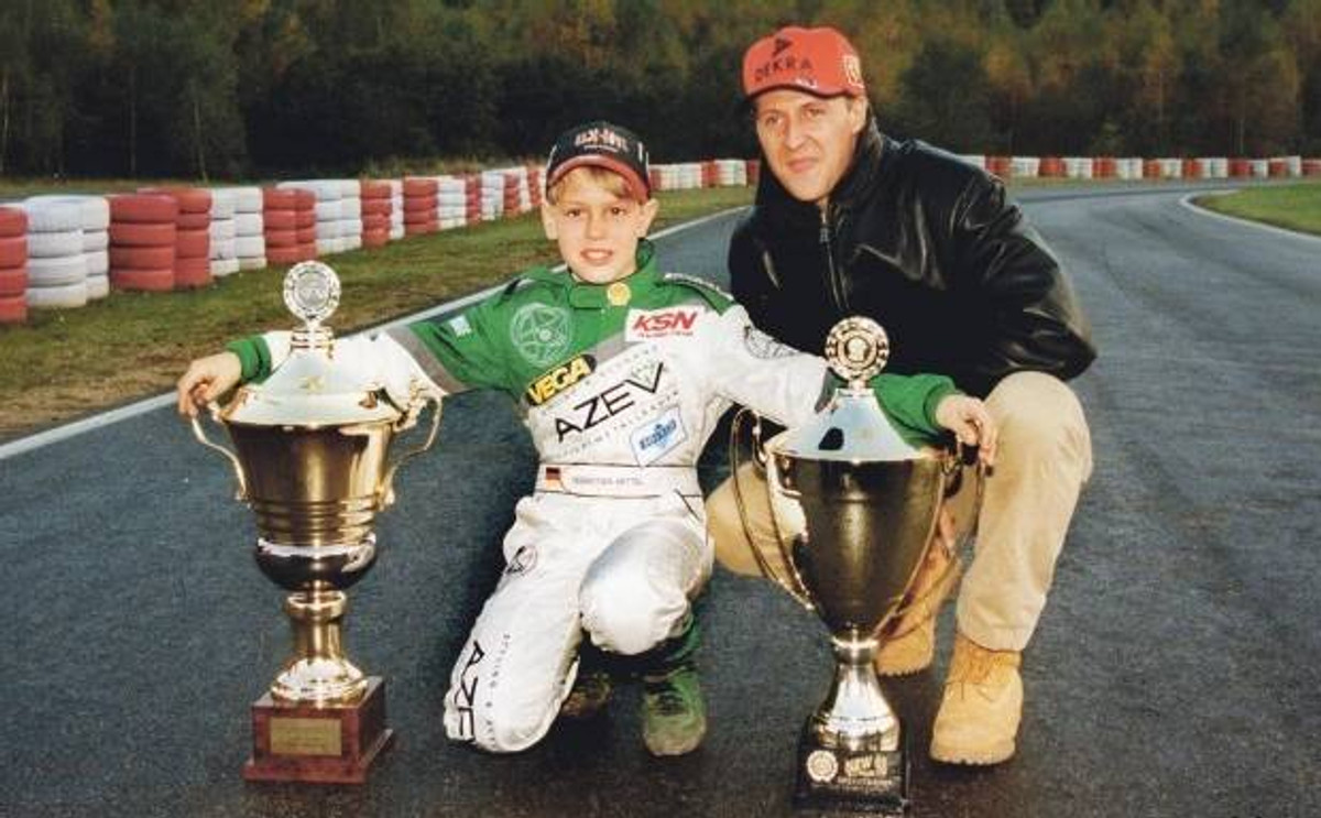 Юный Себастьян Феттель и Михаэль Шумахер