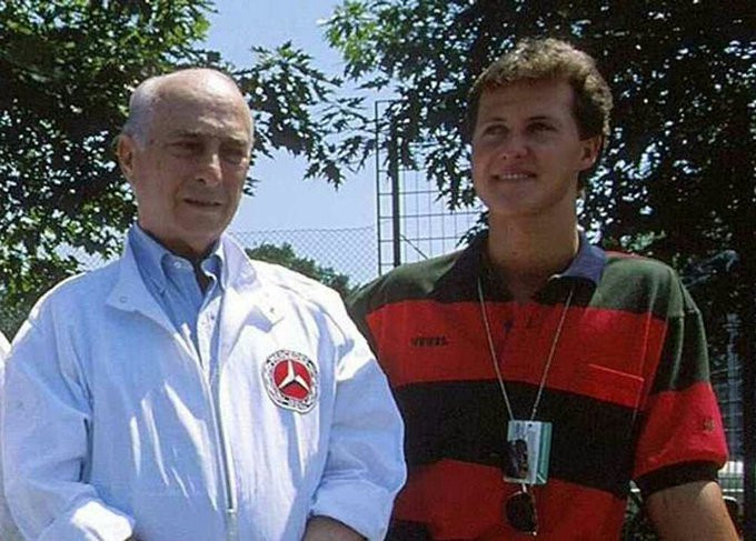 Хуан Мануэль Фанхио и молодой Михаэль Шумахер