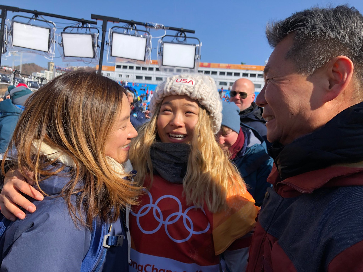 Хлої Кім з родиною після перемоги на Олімпіаді-2018