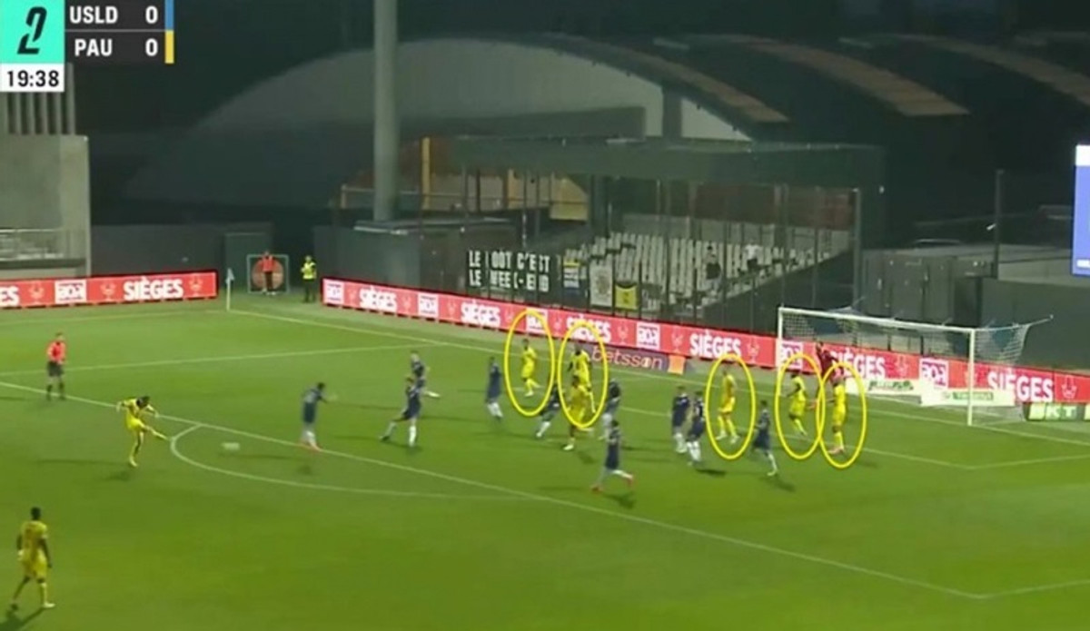 Типова оборона Дюнкерка при стандарті біля власних воріт, lequipe.fr