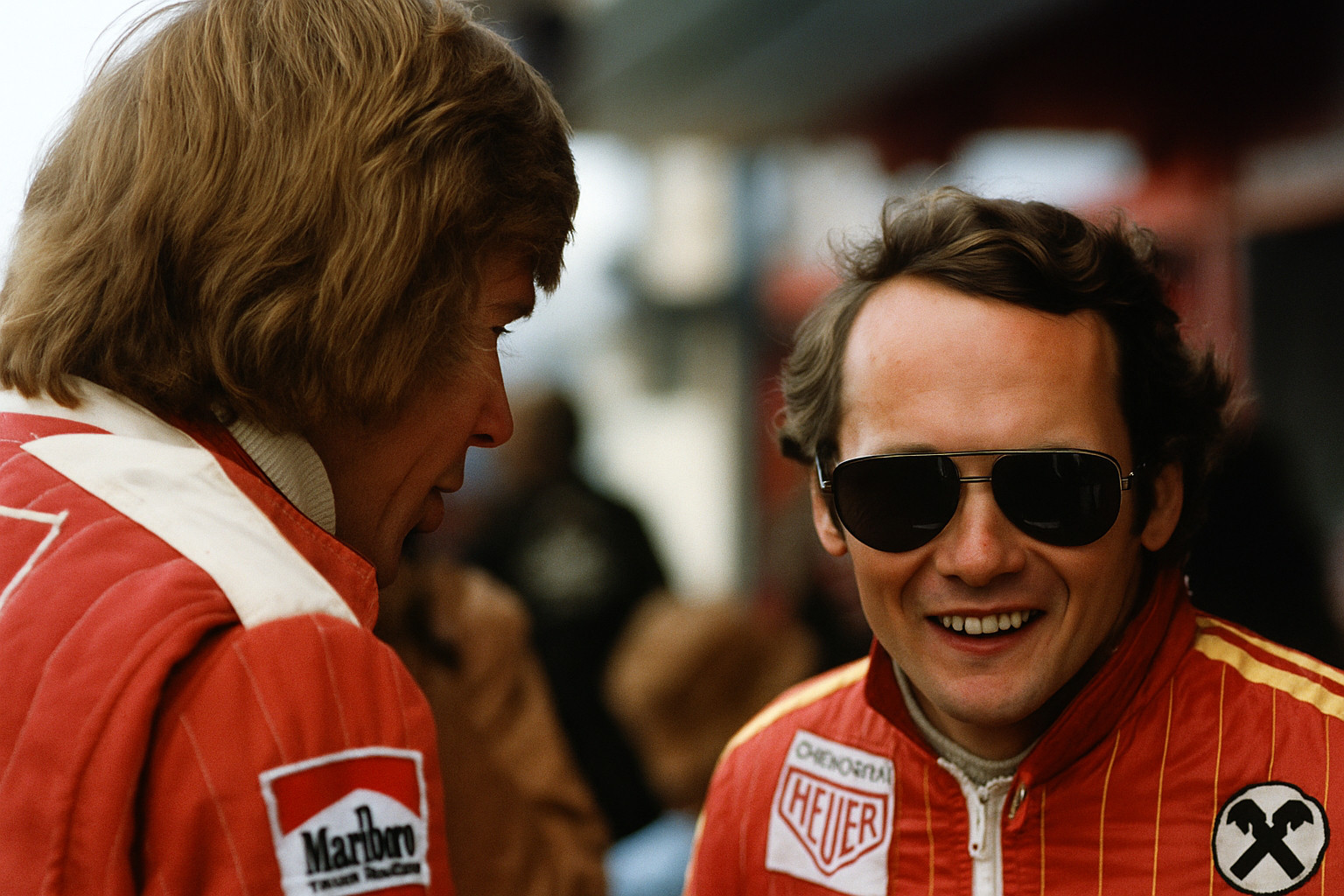 Джеймс Хант и Ники Лауда в 1976 году