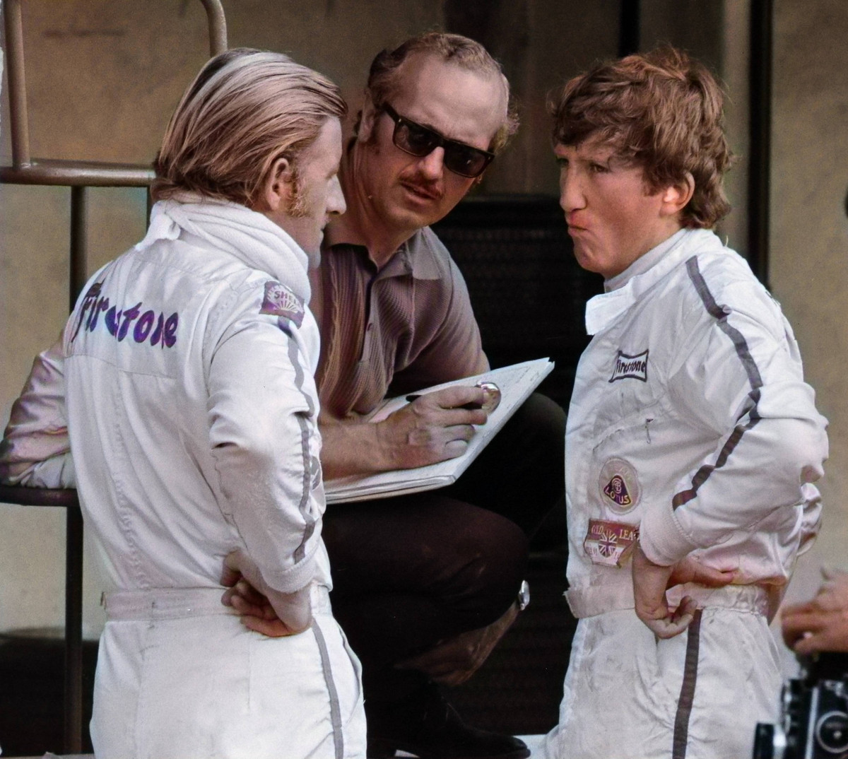 Грем Хілл, Колін Чепмен і Йохен Ріндт у 1969 році