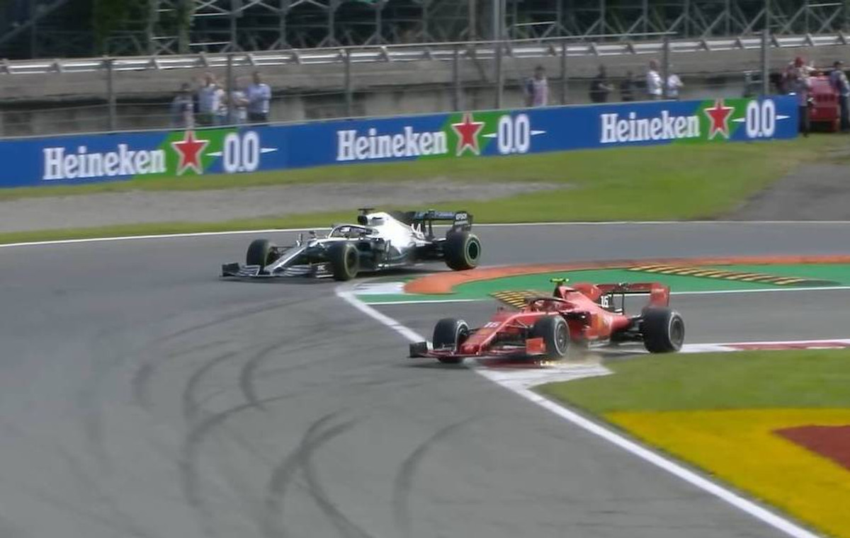 Борьба Шарля Леклера и Льюиса Хамильтона на Гран-при Италии 2019