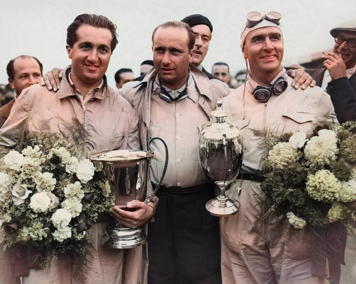 Альберто Аскари, Хуан Мануэль Фанхио и Джузеппе Фарина