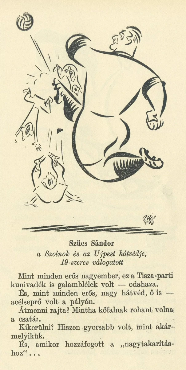 Карикатура на тафгая Сюча, sportmuzeum.hu