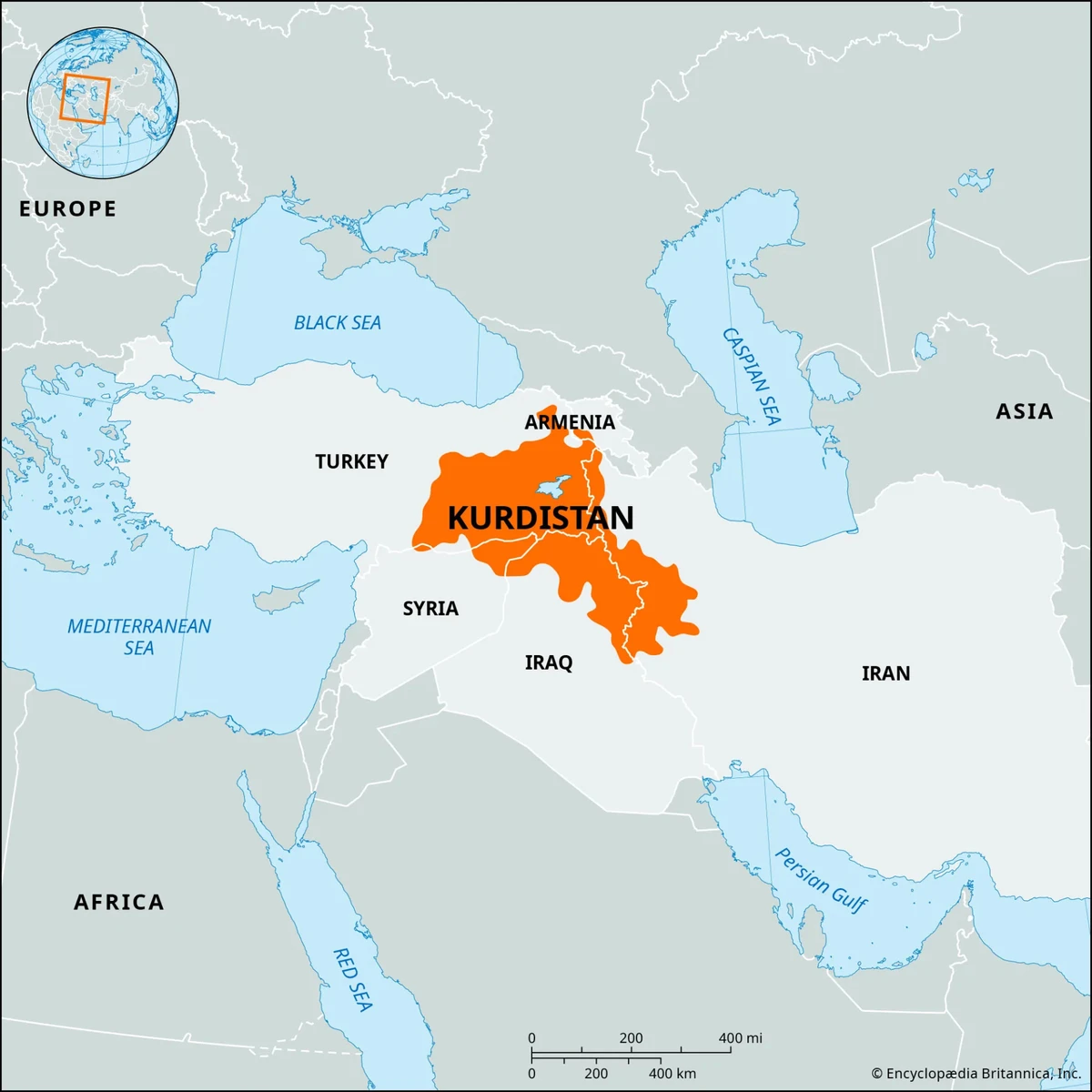 Мапа розселення курдів на Близькому Сході, britannica.com