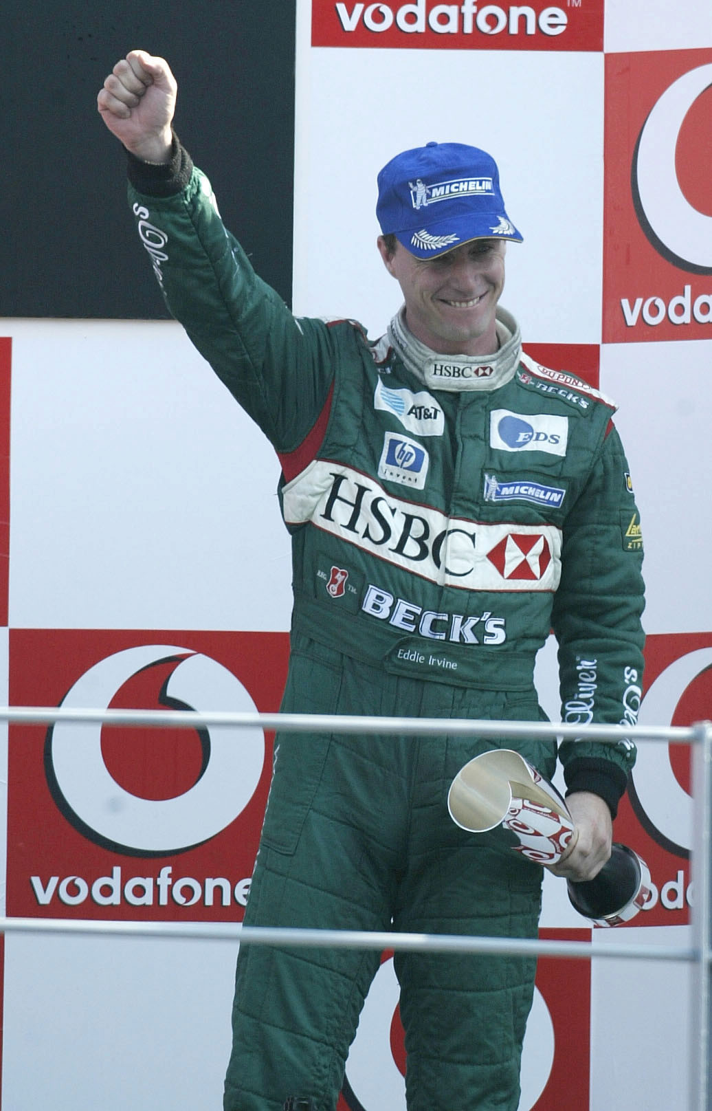 Едді Ірвайн на подіумі Гран-прі Італії 2002