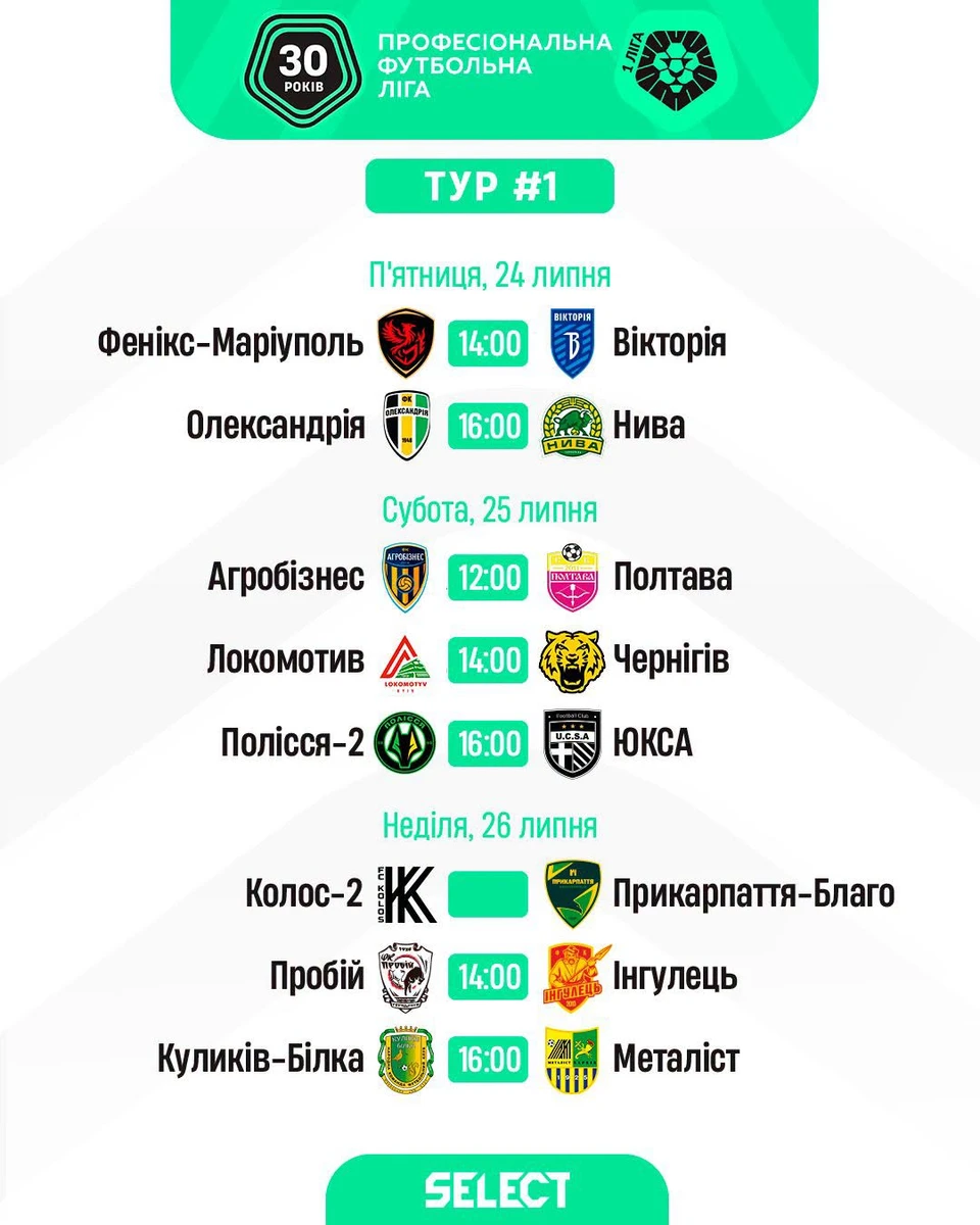 Матчі 1-го туру Першої ліги