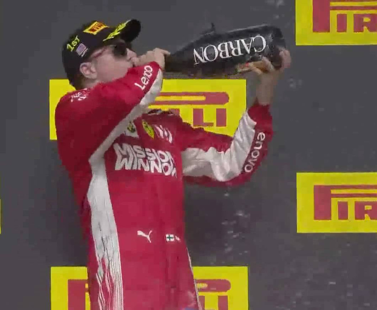 Кими Райкконен на вершине подиума Гран-при США 2018