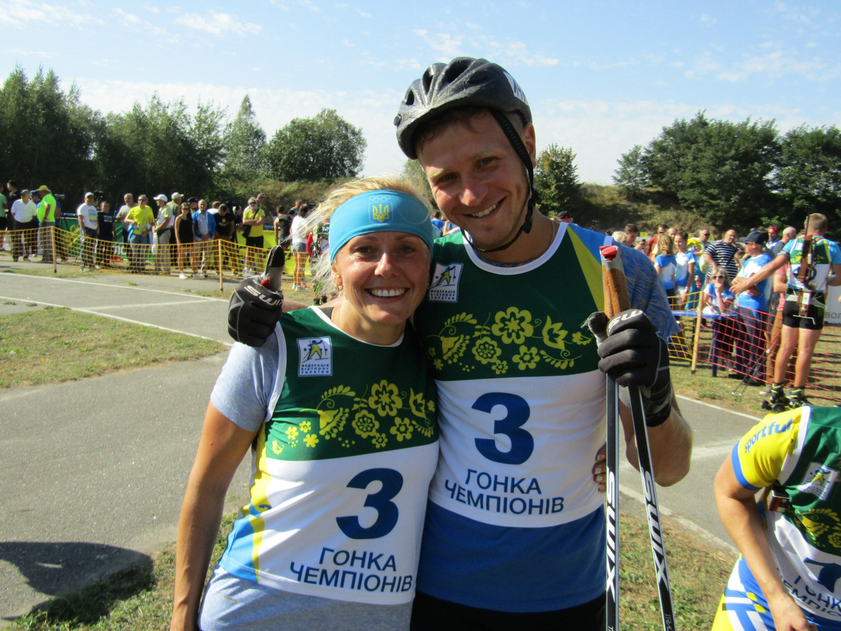 Оксана Хвостенко та Сергій Семенов під час Гонки чемпіонів у Чернігові, 2018 рік